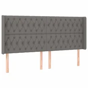Vidaxl Vzglavje z ušesi temno sivo 183x16x118/128 cm blago