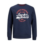 JACK & JONES Sweater majica Brat, mornarsko plava / bijela / crvena