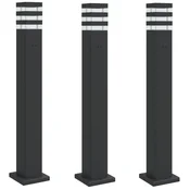 Vidaxl Zunanja talna svetilka z vtičnico 3 kosi črna 80 cm aluminij