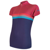 Sensor Cyklo Summer Stripe dámský dres kr.rukáv modrá/lilla