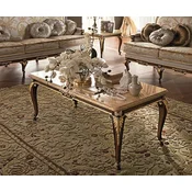 Casa Padrino luxury baroque coffee table with marble top cream/dark brown/gold - Magnificent solid wood living room table in baroque style - Baroque Furniture - Luxury Quality - Made in Italy