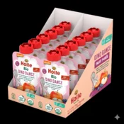 Holle Dino Dance voćni pire, jabuka i borovnica sa šljivom, 12x100G/12-pack XXL