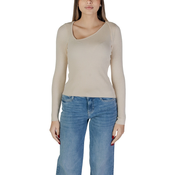 Vila VINELLY L/S NECK DETAIL KNIT TOP/PB 14103386 Bela