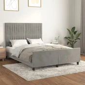 Okvir za krevet bez madraca svjetlosivi 140 x 190 cm baršunasti