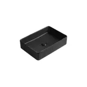 Mexen Grovo naložni umivalnik z rebrastim vzorcem 50 x 34 cm, mat črna - 22305085