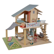 Drvena kućica za figurice Doll´s House with Furnitures Eichhorn na kat s 4 sobe 3 figurice i namještajem visina 44 cm