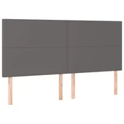 Vidaxl Vzglavje postelje sivo 160x5x118/128 cm umetno usnje
