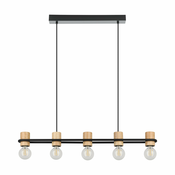 EGLO Viseca lampa CHIEVELEY 5xE27 88,5 cm crna/drvo 43541