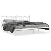 shumee vidaXL Kovinski posteljni okvir z vzglavjem bel 193x203 cm