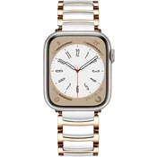 GS Pašček za Apple Watch 1/2/3/4/5/6/7/8/9/10/11/SE 38/40/41/42 mm, bela/rožnato zlata
