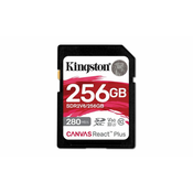 Kingston Canvas React Plus SDXC memorijska kartica, 256 GB, 280/150 MB/s, UHS-II, C10, U3, V60, 4K