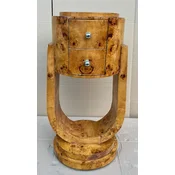 Casa Padrino Art Deco chest of drawers birds eye maple - Round solid wood bedside table - Side table with 2 drawers - Handmade Art Deco furniture