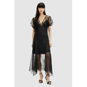 Haljina AllSaints RAYNA LACE DRESS boja: crna, maxi, širi se prema dolje, WD574Z