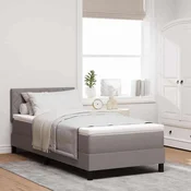 Vidaxl Postelja z vzmetnico z vzmetnico Taupe 90 x 190 cm blago