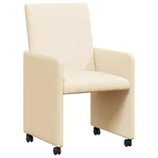 Vidaxl Jedilni stoli s kolesi s kolesi 2 szt. krema 57 x 66 x 94 cm
