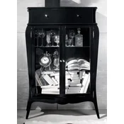 Casa Padrino luxury baroque display cabinet high gloss black - Solid wood showcase with 2 glass doors and drawer - Luxury furniture in baroque style - Baroque furniture - Baroque furnishings