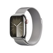 AppleWatch S9 Edelstahl Cellular 41mm Silber Milanaise