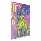 shumee Poster - Barviti tiger - Intenzivne barve tigra, obdanega s tropskimi rastlinami
