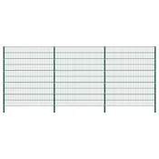 Vidaxl Ograjni panel s stebrički iz železa 522x200 cm zelen