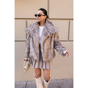 Fashion Hunter Ženska bunda Shades Oof Fur Premium, Bež