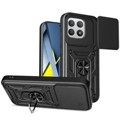 Oklepni ovitek MaX-Armor z obročem, kovinsko ploščico in zaščito zadnjih kamer za Xiaomi Poco F8 Pro - black