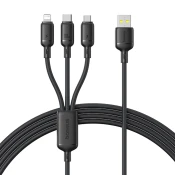 Kabel za punjenje  Baseus Rapid Series - 3u1 kabel za punjenje USB u USB-C, Lightning i Micro USB prikljucke, s brzim punjenjen 100W - 1.5m - crni