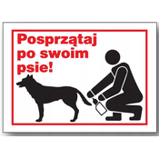 shumee ZI-56 - tabla z napisom - pospravite za svojim psom