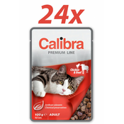 Calibra Premium Adult, mokra hrana za macke, piletina i govedina, 24 x 100 g