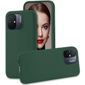 shumee Ovitek za Xiaomi Redmi 12C/Redmi 11a, mat silikonski ovitek, zelen + steklo