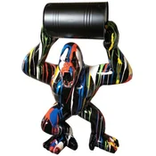 Casa Padrino luxury decorative sculpture gorilla monkey with barrel black/multicolored H. 140 cm - Large decorative figure - XXL decorative sculpture - XXL decorative figure - Luxury XXL figures