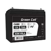 Green Cell Cube AGM VRLA IP54 12V 75Ah akumulator bez održavanja za kampere, fotonaponske sustave, solarne panele i čamce