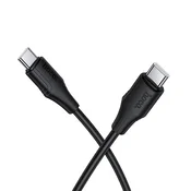 Hoco Kabel USB-C na USB-C Hoco 3A 60 W, silikonski, 1 m, X124, črn