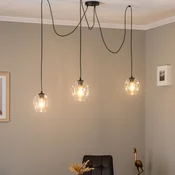 EMIBIG LIGHTING Visoka svetilka Starla, decentralizirana, 3-žarnica, prozorna, steklo, E27 - Dnevna soba/jedilnica - Sodobni - transparentno - Kovina