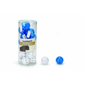 Beeztees Mačja igrača plastična žoga bela/modra z zvončkom 4cm