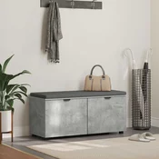 vidaXL Haldna klop z blazino z vrati Betonsko siva 100 x 38 x 46 cm
