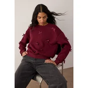 Trendyol Milla ženski duks Twoaw26Sw00240, burgundac-bordo