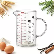 shumee KUHINJSKI MERILNI VRČ 1000 ml, ODPORNEN NA TOPLOTO, S STEKLENIM MERILNIM ŠTEVILKAM