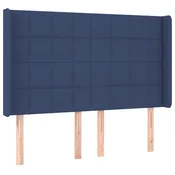 Vidaxl Vzglavje z ušesi modro 147x16x118/128 cm blago