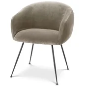 Casa Padrino luxury dining chair with armrests greige/black 61 x 60 x H. 79 cm - Kitchen chair with fine velvet - Dining room furniture - Kitchen furniture - Luxury furniture - Luxury furnishings