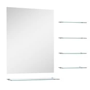 Vidaxl Stensko ogledalo s 5 policami srebrno 50x60 cm
