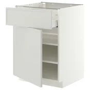 METOD / MAXIMERA Podni element s fiokom/vratima, bela/Aspudden svetlosiva, 60x60 cm
