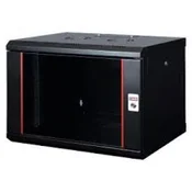 Lande Nazidni ormar 6U dim.600x600mm, staklena vrata,crni,100kg FP ( Ln-wb-06u6060-bl-f )