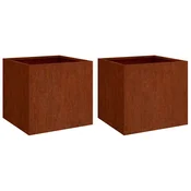 Vidaxl Cvetlično korito 2 kosa 32x30x29 cm corten jeklo