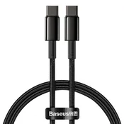 Pleteni kabel za punjenje i prijenos podataka 100W USB-A u USB-C kabel Baseus Tungsten Gold - 1m - crni