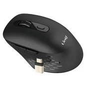 LINQ LinQ, Brezžična miška WiFi in Bluetooth 2.4G z USB C in USB ključem, Črna, (5000009836)