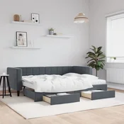 Izvlečna dnevna postelja s predali temno siva 80x200 cm žamet