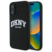 slomart Etui DKNY Silikon White Printed Logo MagSafe za iPhone 16 - črno
