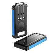 BOT Solarna banka SP4 1 panel 10000mAh s kabli in svetilko modra