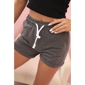Kesi Womens cotton shorts with elastic and tie at the waist graphite