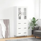 Vidaxl Visoka omara bela 69,5x34x180 cm inženirski les